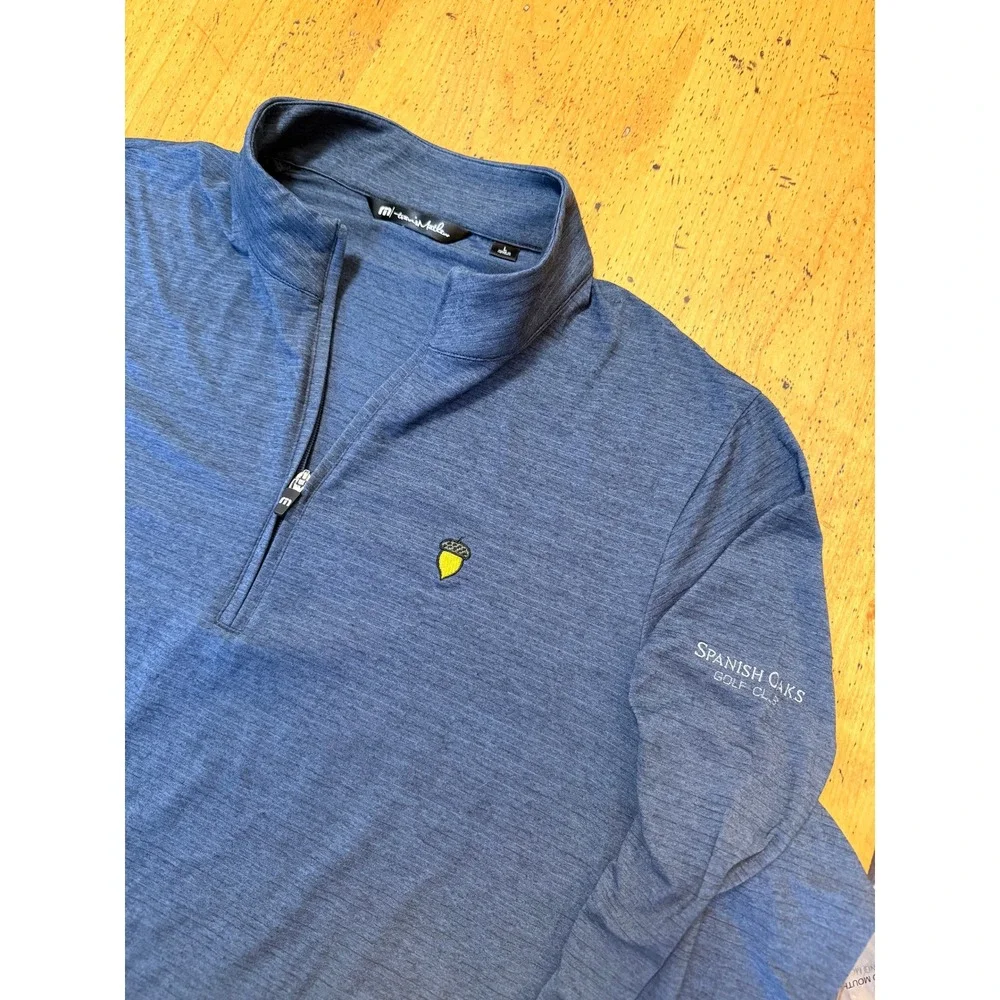 Spanish Oaks • TravisMathew 1/4 Zip Pullover Size L Heather Blue Golf Shirt